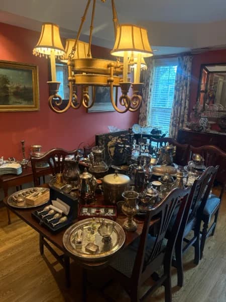 Vintage Brass 6-Light Candle-Style Chandelier with Shades
