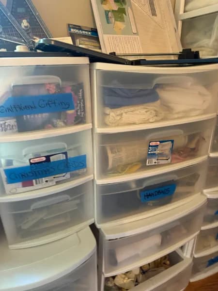 Clear plastic desktop drawer storage organizers, lot of 4 units