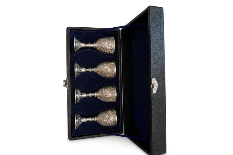 Silver-plated goblets set of 4 in fitted case