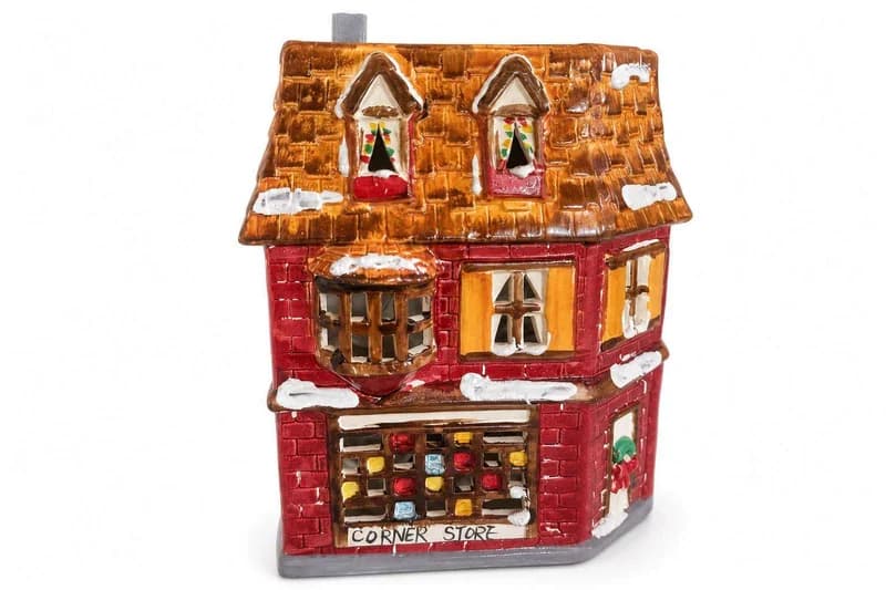 Department 56 Snow Village Corner Store lighted ceramic building