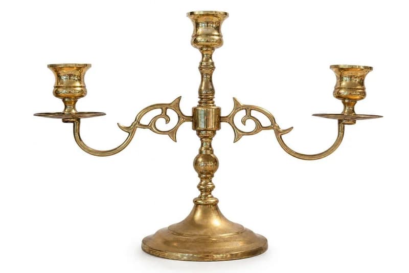 Brass three-arm candelabra candle holder