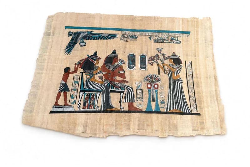 Hand-Painted Egyptian Papyrus Pharaoh Scene Wall Art