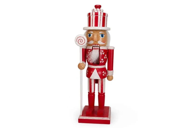 Red and White Candy Cane Nutcracker with Lollipop Staff