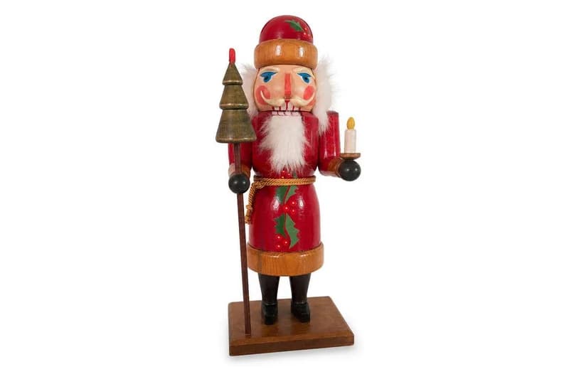 Wooden Christmas Santa Nutcracker Figurine with Candle and Tree Staff