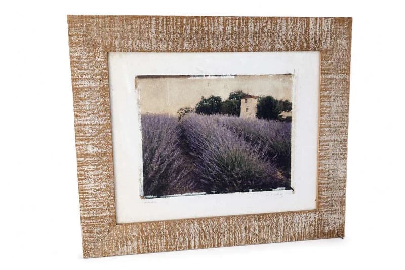 Framed Rustic Lavender Field Landscape Print