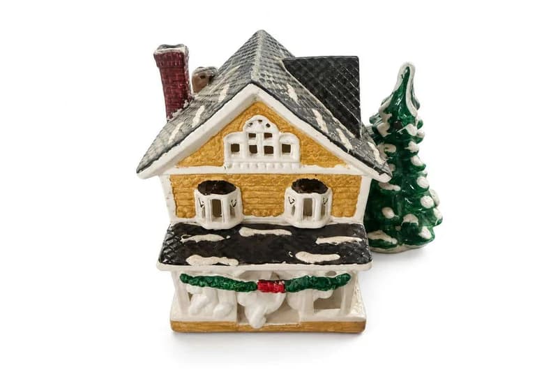 Hand-Painted Ceramic Christmas Village House with Tree