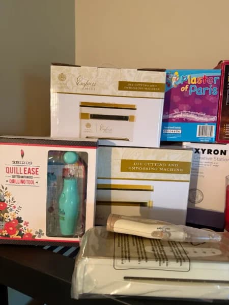 Xyron Creative Station craft machine lot with quilling tool and plaster craft supplies